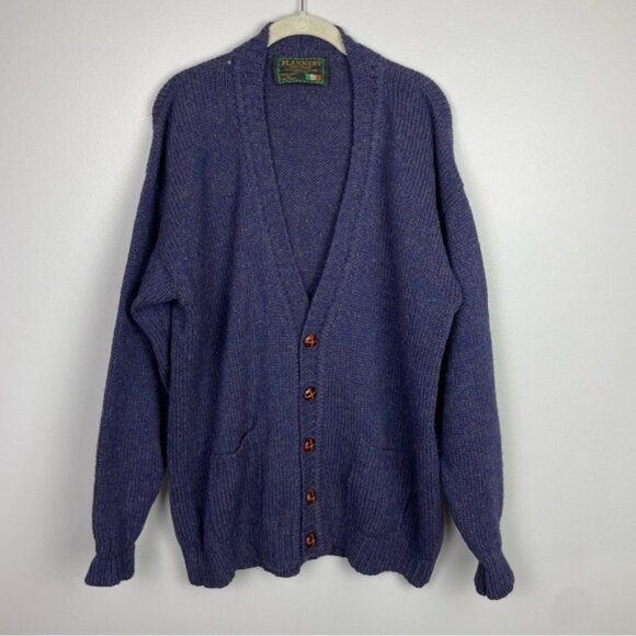 Vintage Flannery Blue‎ Ireland 100% Wool V-Neck Cardigan Sweater - Picture 4 of 11
